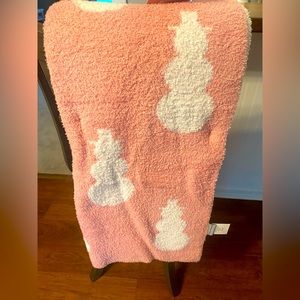 Pink snowman cupcakes and cashmere blanket